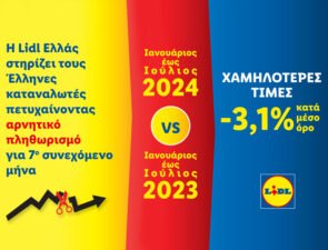 Η Lidl Ελλάς στηρίζει τους Έλληνες καταναλωτές πετυχαίνοντας αρνητικό πληθωρισμό για 7ο συνεχόμενο μήνα