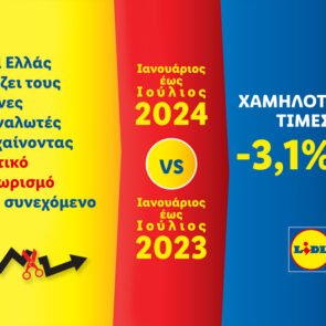Η Lidl Ελλάς στηρίζει τους Έλληνες καταναλωτές πετυχαίνοντας αρνητικό πληθωρισμό για 7ο συνεχόμενο μήνα