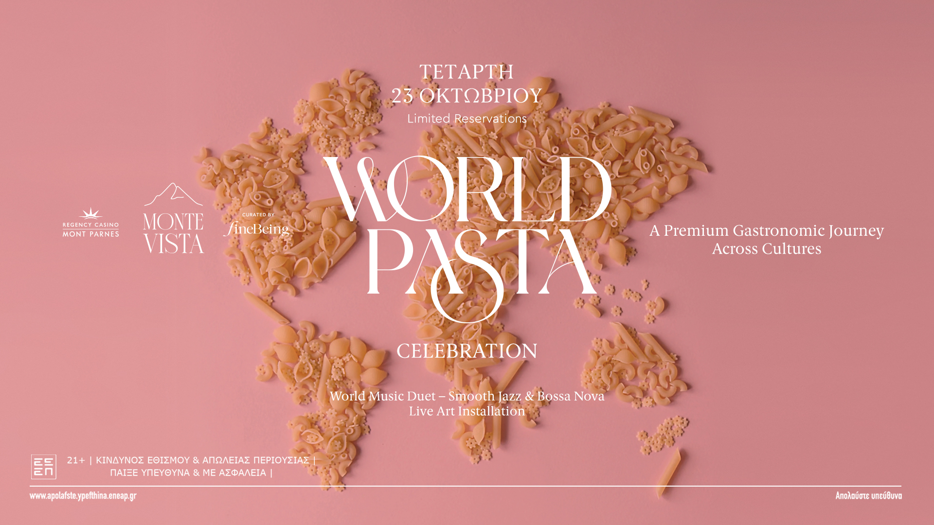 FineBeing Curated Events &#8211; World Pasta Celebration at Monte Vista of Regency Casino Mont Parnes