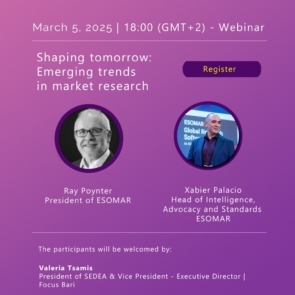 Ο ΣΕΔΕΑ διοργανώνει Webinar σε συνεργασία με την ESOMAR για τα Emerging Trends in Market Research