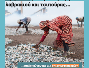 1 εκατομμύριο άνθρωποι στερούνται τροφή  λόγω της λειτουργίας των βιομηχανικών ιχθυοκαλλιεργειών στην Ελλάδα